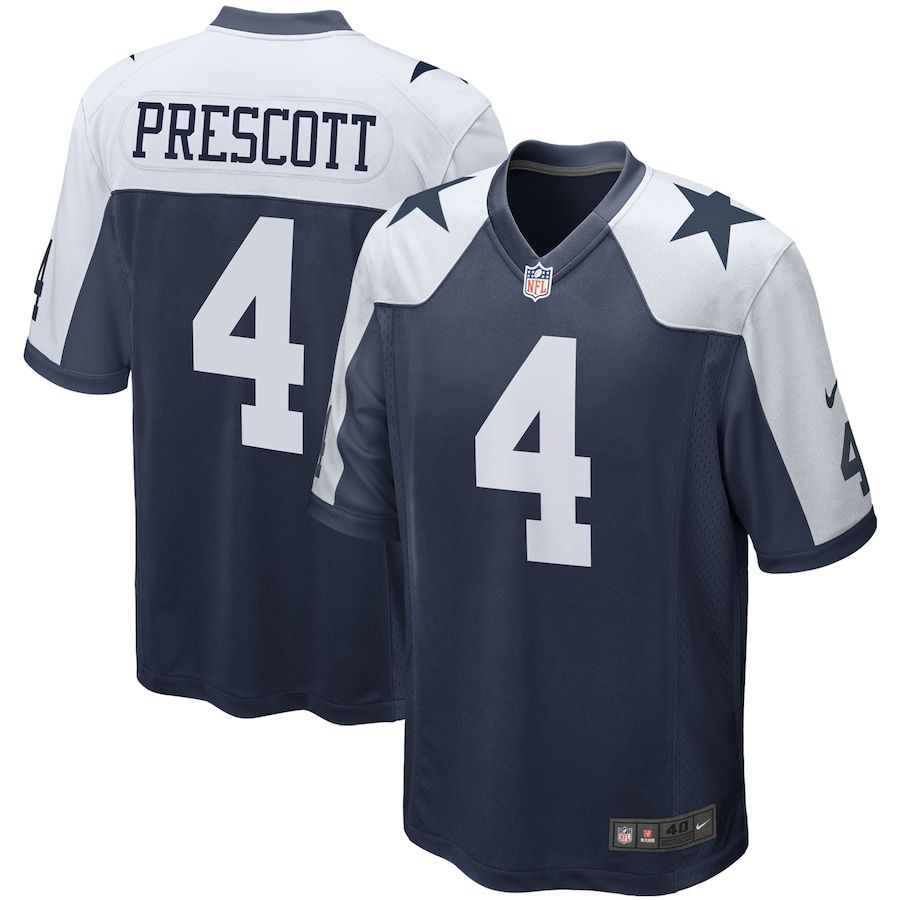 Men Dallas Cowboys 4 Dak Prescott Nike Navy Alternate Game Team NFL Jersey